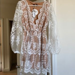 Boohoo lace plunger skater dress